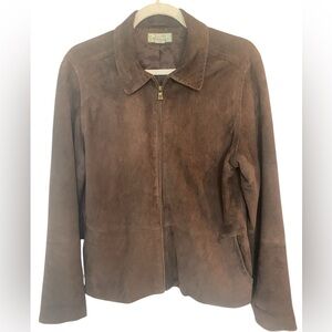 Vintage Tommy Bahama Soft Suede Silk Lined Zip Up Leather Jacket Chocola…